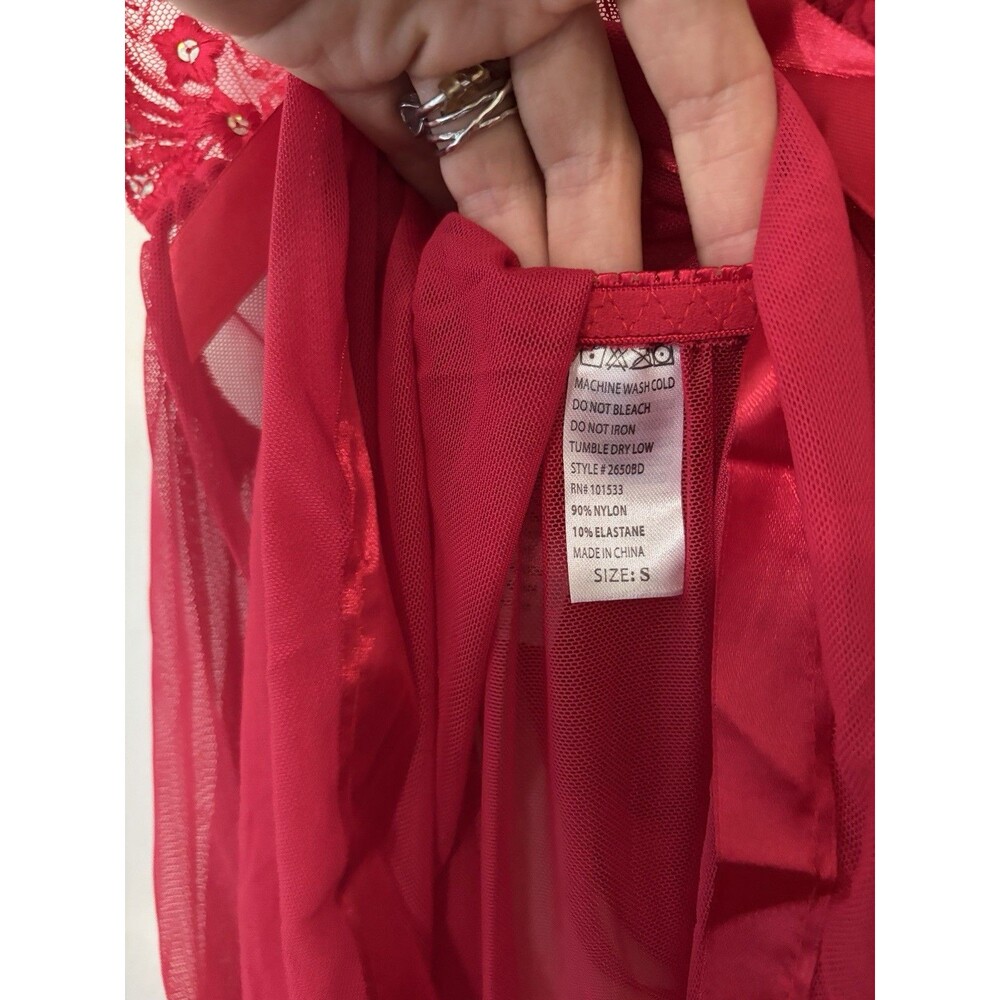 NWT Red Lace Babydoll Lingerie Thong Set Sheer Nightgown Small Spree Intimates - Picture 4 of 6